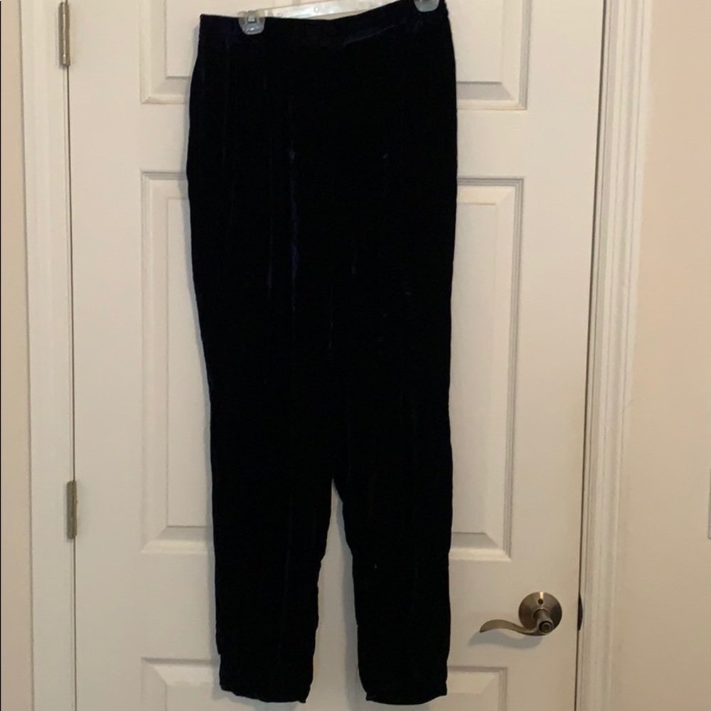 Elisabeth elastic waist blue velvety pant